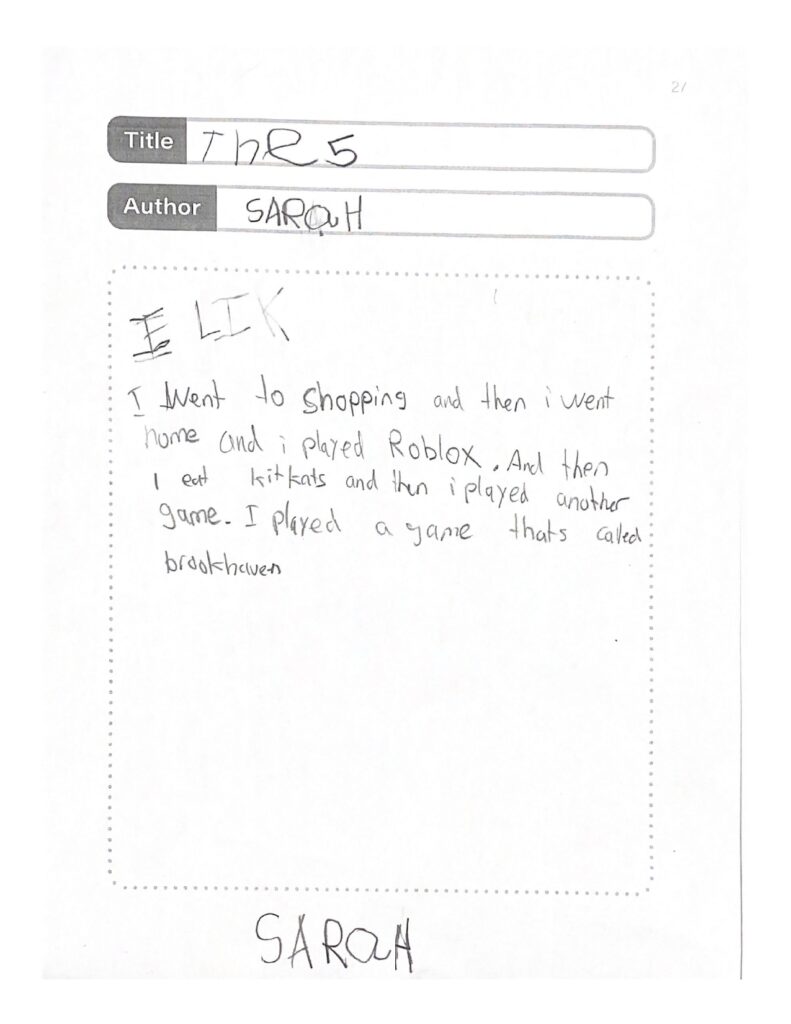 Sarah, age 5, Quebec